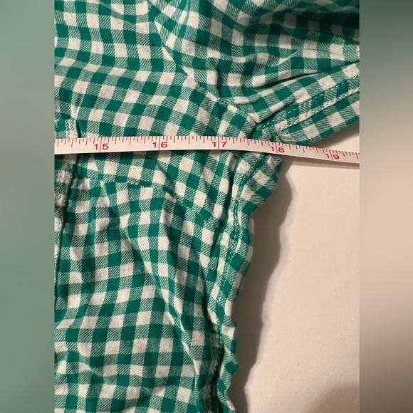 Gap Women’s The Shrunken Boyfriend Gingham Green And White Medium Long Sleeve - Picture 4 of 16